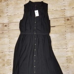 NWT Long Flowy Banana Republic Black Dress Size 12